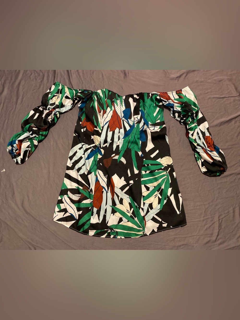 Alexia Admor multicolor off the shoulder floral puff sleeve mini dress, size 14